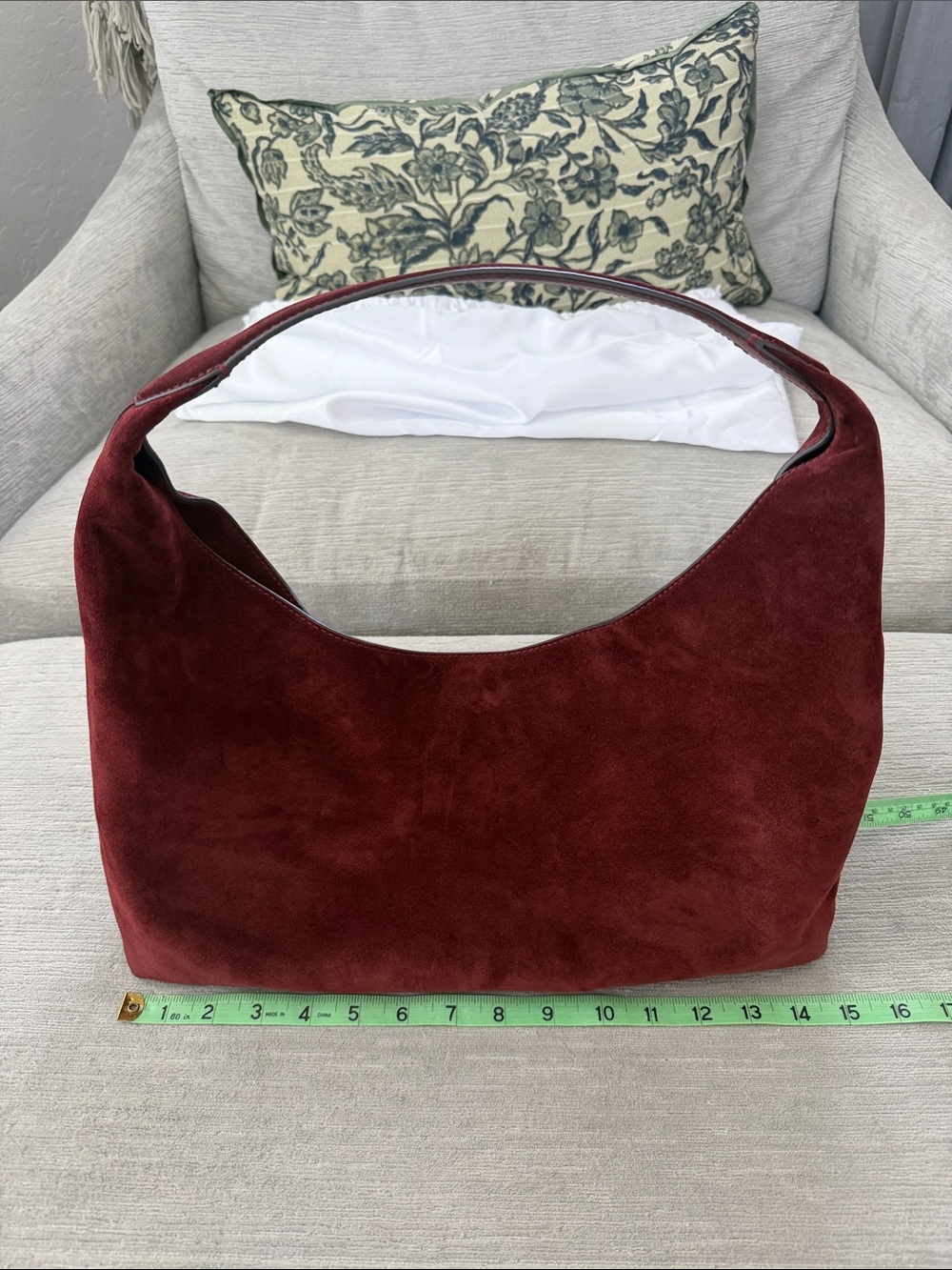 Madewell Suede Miley Shoulder Bag Aged Wine Burgundy Leather Hobo NW348 - Picture 11 of 13